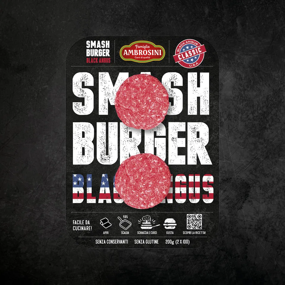 Ambrosini Hamburger Smash Burger Black Angus America 100 g x 2