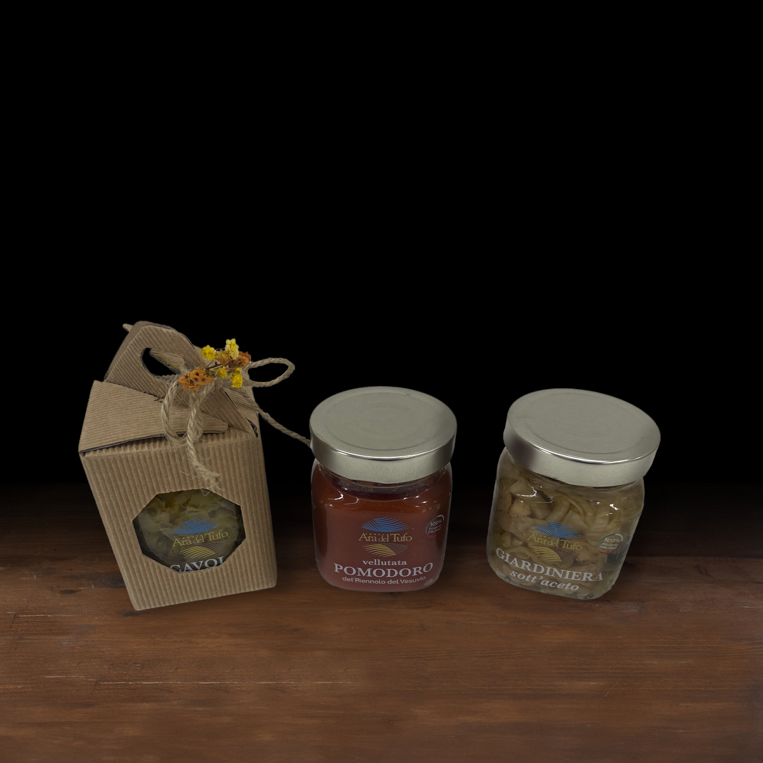 Tenuta Ara del Tufo Gift Box confezione 3 vasetti biologici misti