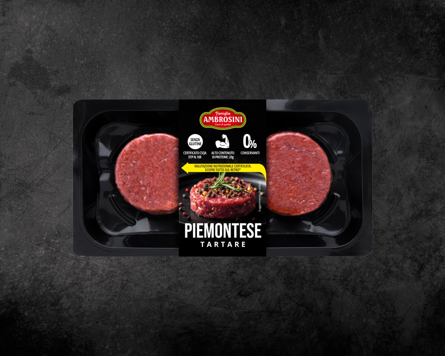 Ambrosini Bovino Tartare Piemontese carne bovina 160 g